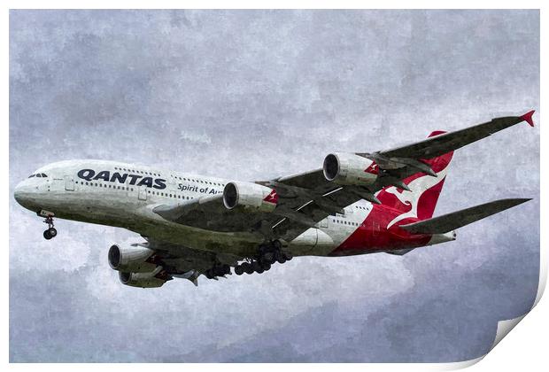 Qantas Airbus A380 Art Print by David Pyatt