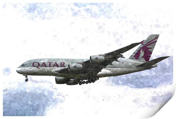 Qatar Airlines Airbus A380 Art Print by David Pyatt