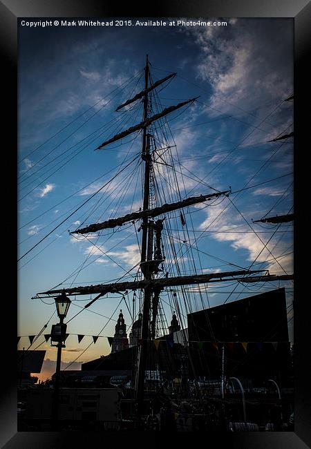Tallship and Liverpool Framed Print by Mark  Whitehead