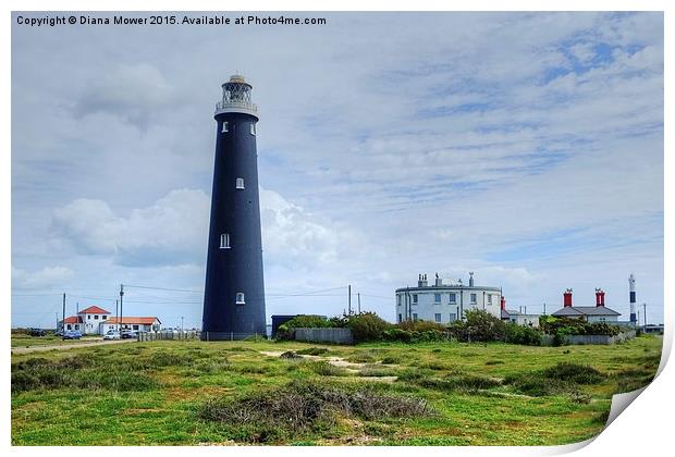  Dungeness lighthouse Print by Diana Mower