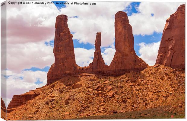  The Three Sisters - Monument Valley USA Canvas Print by colin chalkley