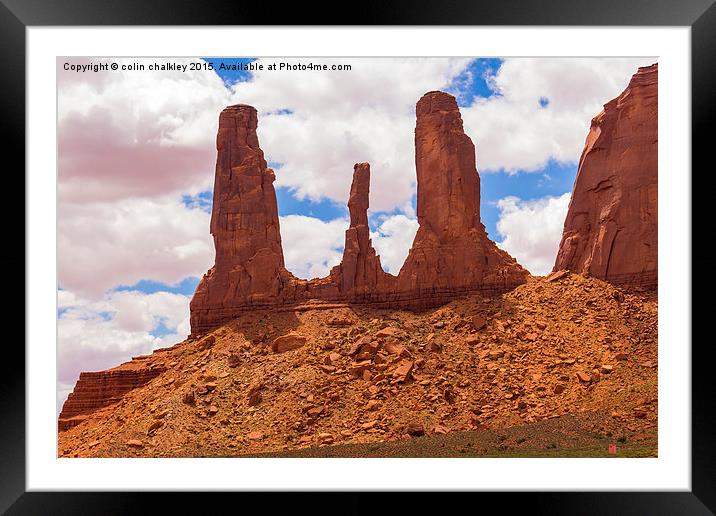  The Three Sisters - Monument Valley USA Framed Mounted Print by colin chalkley