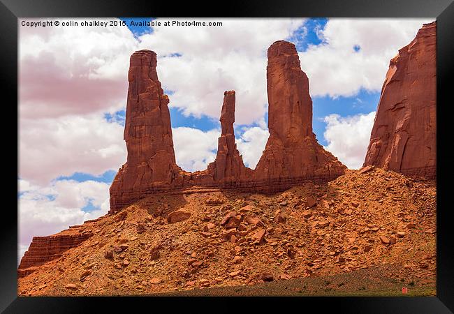  The Three Sisters - Monument Valley USA Framed Print by colin chalkley