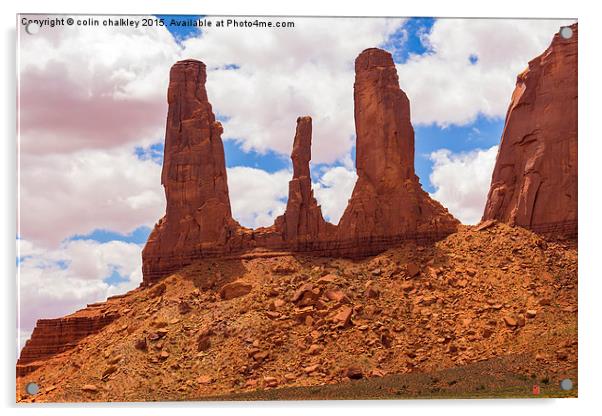  The Three Sisters - Monument Valley USA Acrylic by colin chalkley