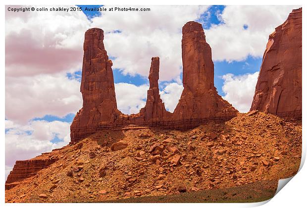  The Three Sisters - Monument Valley USA Print by colin chalkley