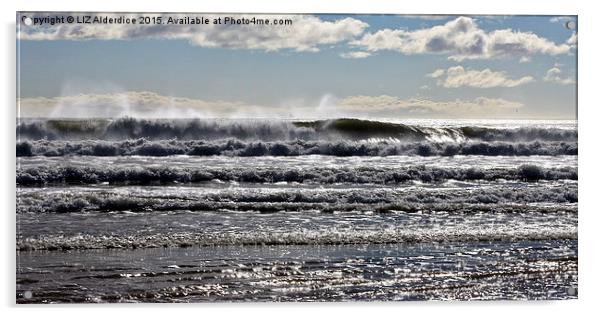 Majestic waves crashing on the Aberdeen coast Acrylic by LIZ Alderdice