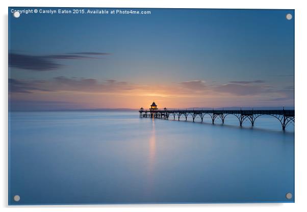  Clevedon Pier Sunset Acrylic by Carolyn Eaton