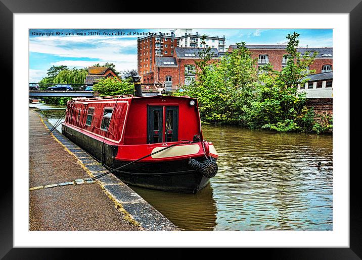 A Canal Narrowboat berthed on the Shropshire Union Framed Mounted Print by Frank Irwin