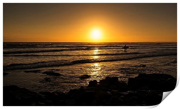Surf sunset silhouette  Print by Dean Merry