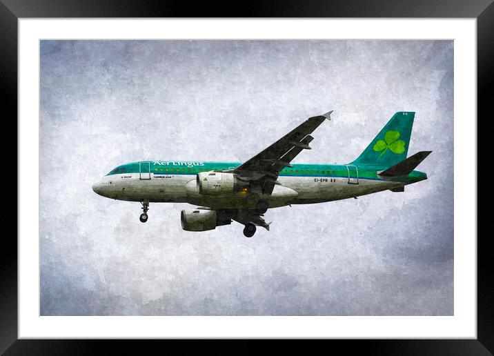 Aer Lingus Airbus A319 Art Framed Mounted Print by David Pyatt
