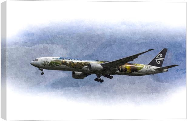 Air New Zealand Hobbit Boeing 777 Art Canvas Print by David Pyatt