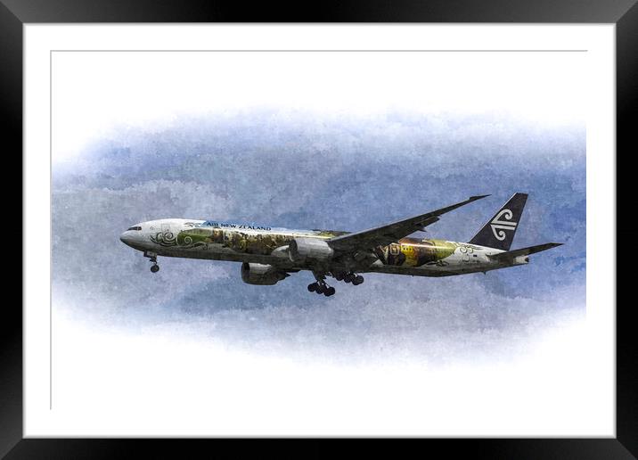Air New Zealand Hobbit Boeing 777 Art Framed Mounted Print by David Pyatt