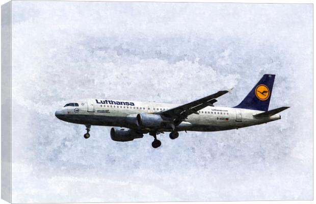 Lufthansa Airbus A320 Art Canvas Print by David Pyatt