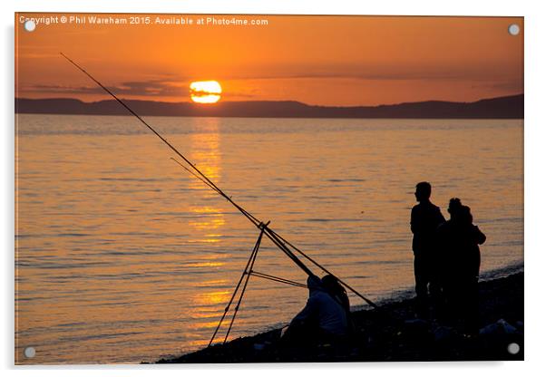  Sunset Fishing Acrylic by Phil Wareham