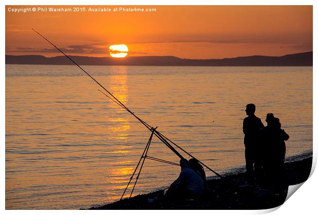  Sunset Fishing Print by Phil Wareham