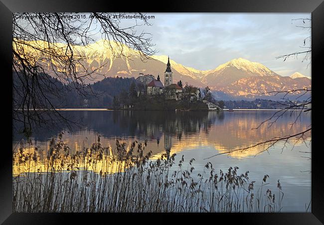 Church of the Assumption of Mary on Bled Island La Framed Print by John Keates
