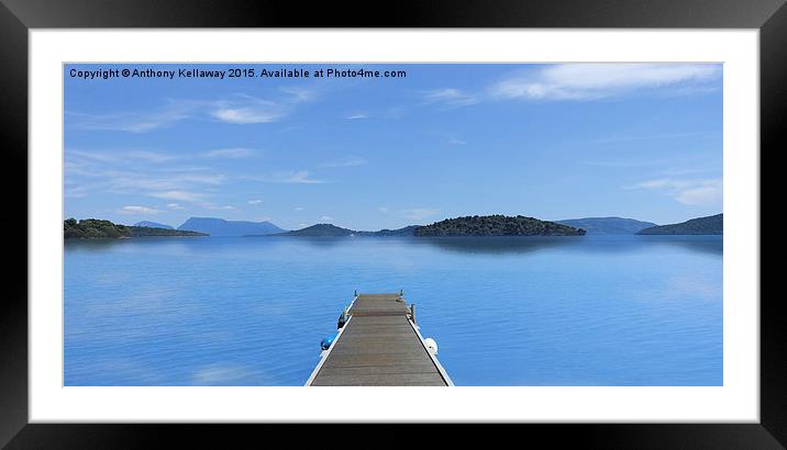  VIEW FROM NYDRI BEACH LEFKADA Framed Mounted Print by Anthony Kellaway