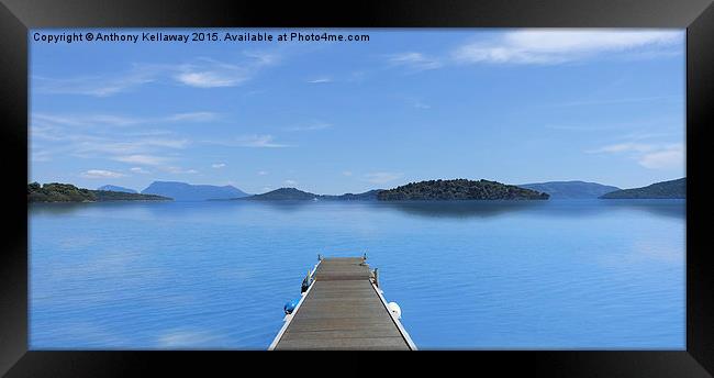  VIEW FROM NYDRI BEACH LEFKADA Framed Print by Anthony Kellaway