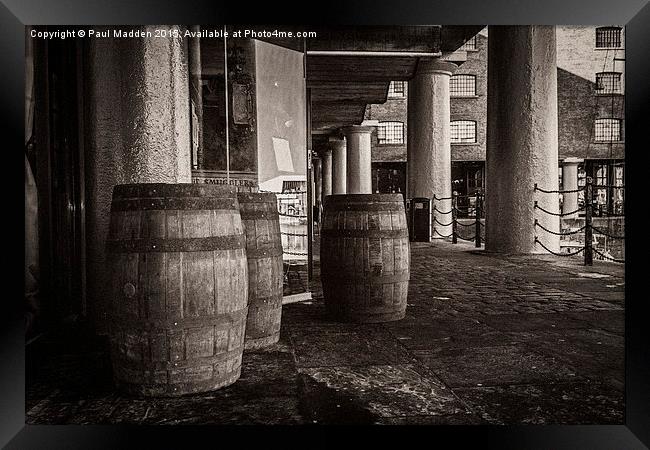 Barrels at the dock  Framed Print by Paul Madden