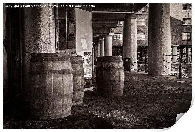 Barrels at the dock  Print by Paul Madden