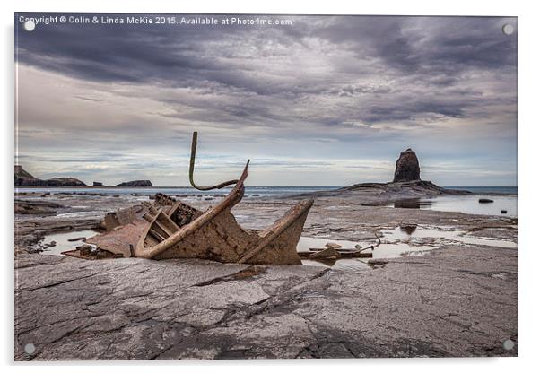 Shipwreck at Saltwick Bay Acrylic by Colin & Linda McKie