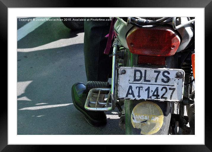 Indian Motorbike Plate Framed Mounted Print by Jordan Maclachlan