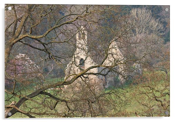  Ancient chapel Norfolk hillside Acrylic by robin oakley