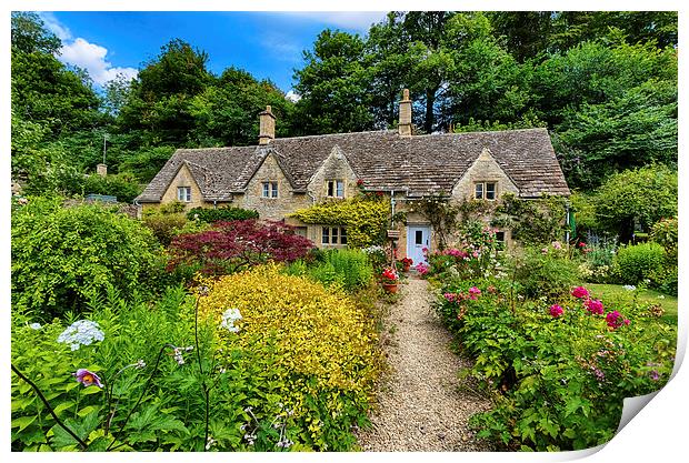 Colourful Cotswold Stone Cottage Print by Dean Merry