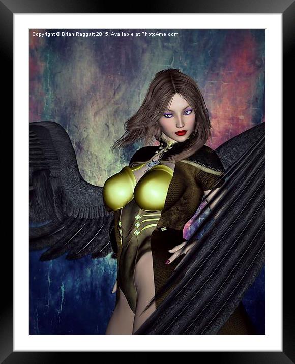  Winged Warrior Girl Framed Mounted Print by Brian  Raggatt