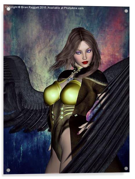  Winged Warrior Girl Acrylic by Brian  Raggatt