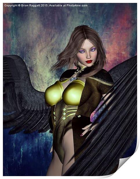  Winged Warrior Girl Print by Brian  Raggatt