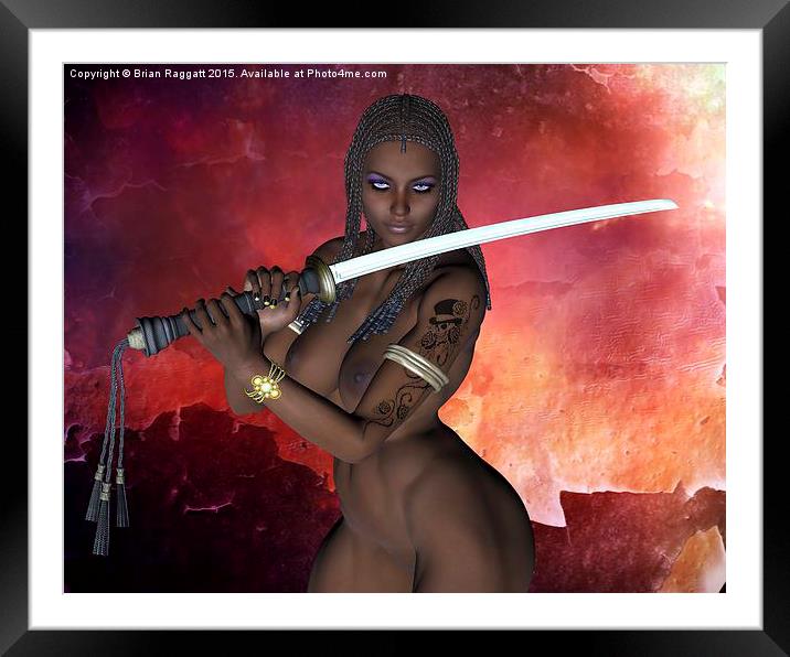  Dark Samurai sword girl nude Framed Mounted Print by Brian  Raggatt