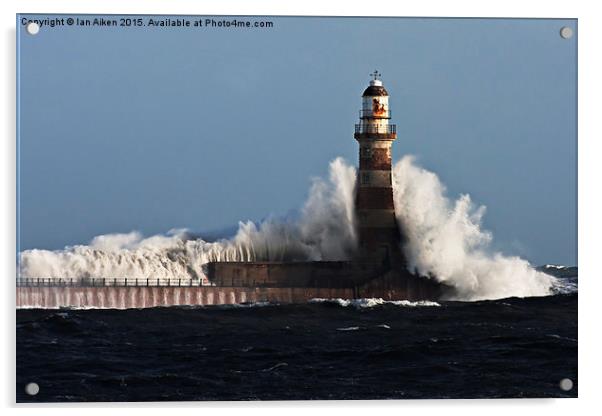  Roker Pier Lighthouse on a Stormy Day Acrylic by Ian Aiken
