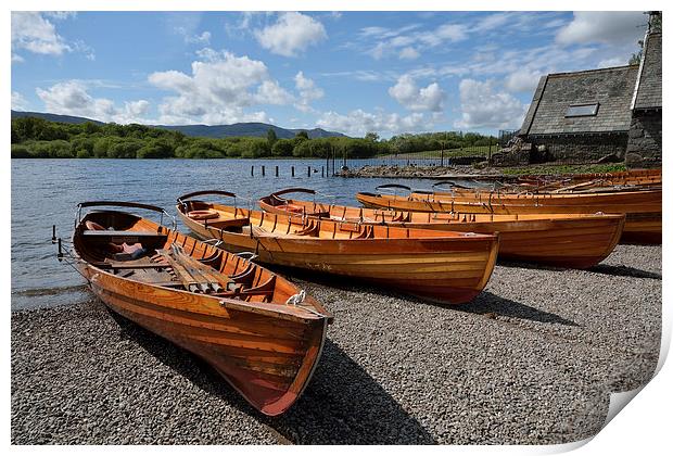 Ullswater Rowing Boats Print by Gary Kenyon