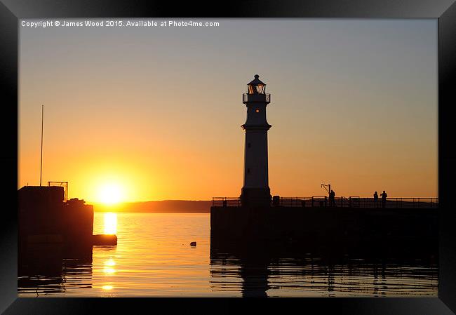 Newhaven Lighthouse at Sunset Framed Print by James Wood