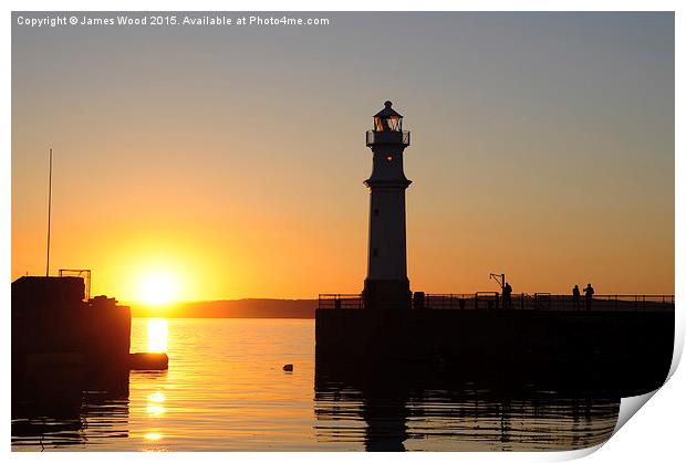  Newhaven Lighthouse at Sunset Print by James Wood