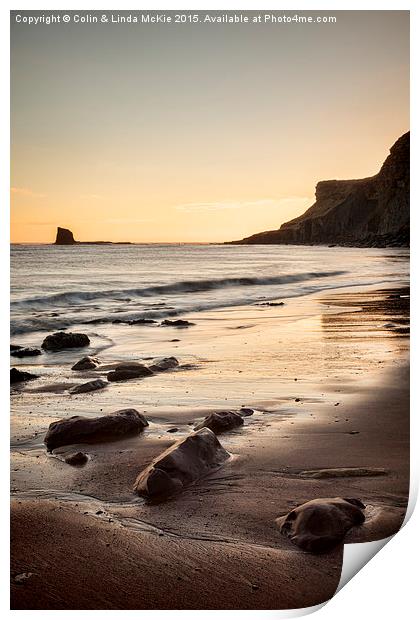 Sunrise, Saltwick Bay Print by Colin & Linda McKie