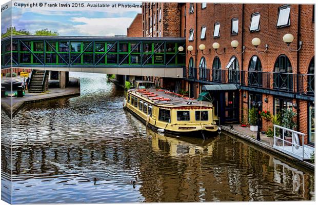  A Narrowboat alongside the Shropshire Union canal Canvas Print by Frank Irwin