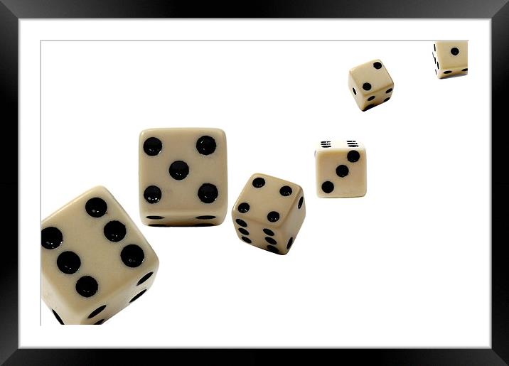 Jumping Dice Framed Mounted Print by John Boyle