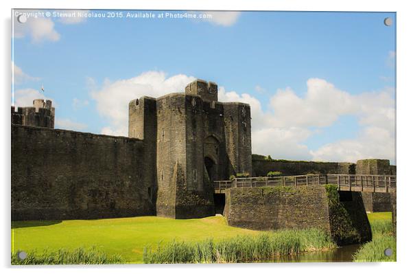 Caerphilly Castle, Wales Acrylic by Stewart Nicolaou