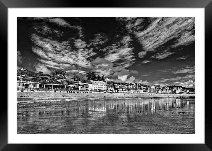 Lyme Regis Seafront in Mono  Framed Mounted Print by Darren Galpin