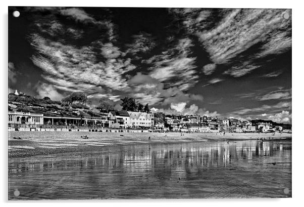 Lyme Regis Seafront in Mono  Acrylic by Darren Galpin