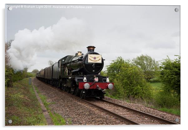 The Cheltenham Flyer Steam train passing near Swin Acrylic by Graham Light