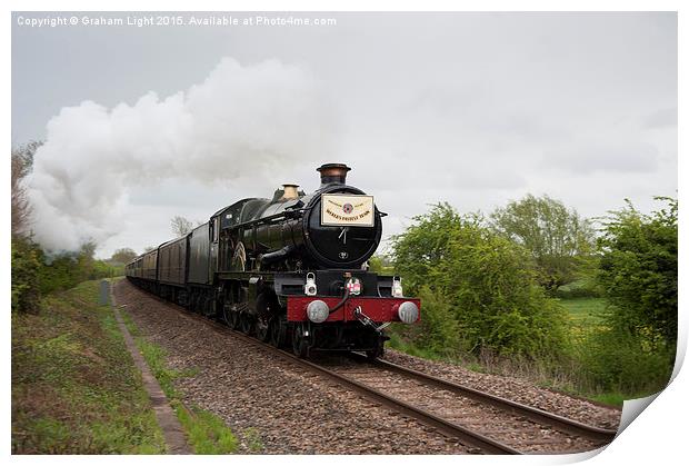 The Cheltenham Flyer Steam train passing near Swin Print by Graham Light