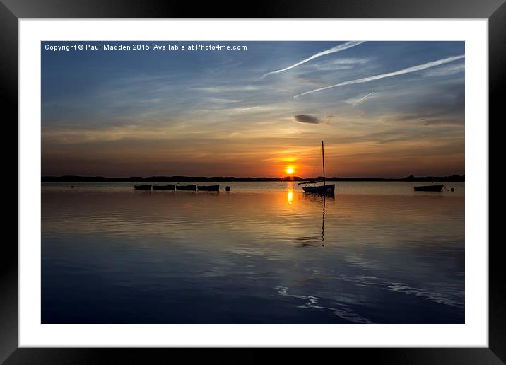 Boats on the lake at sunset Framed Mounted Print by Paul Madden