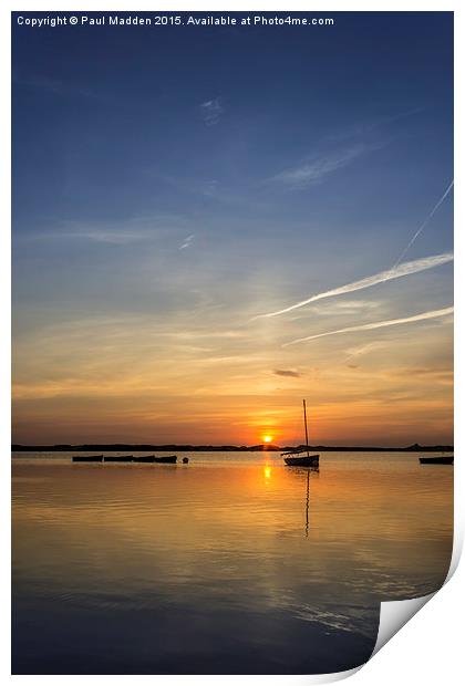 Sunset on the lake Print by Paul Madden