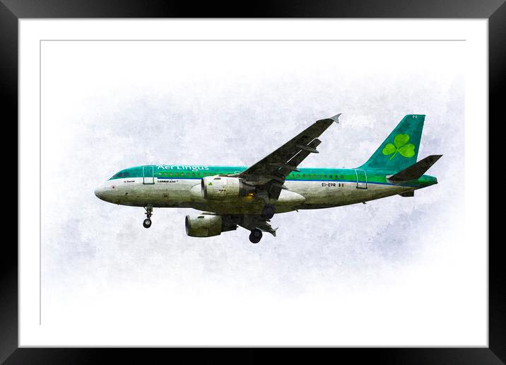 Aer Lingus Airbus A319 Art Framed Mounted Print by David Pyatt