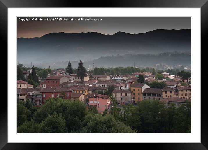 Early morning mist in the Sercio valley and Appeni Framed Mounted Print by Graham Light