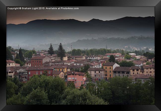 Early morning mist in the Sercio valley and Appeni Framed Print by Graham Light