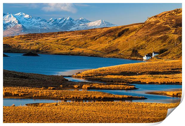 Loch Fada and the Black Cuillins, Isle of Skye Print by David Ross